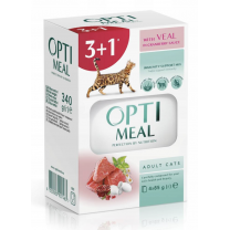 OPTIMEAL™ SET 3+1 kapsička pro kočky s telecím masem v brusinkové omáčka 4x85 g (0535**)