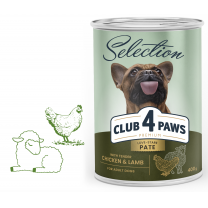 CLUB 4 PAWS Premium Selection - Jemná paštika s kuřecím a jehněčím masem 400 g (9459)